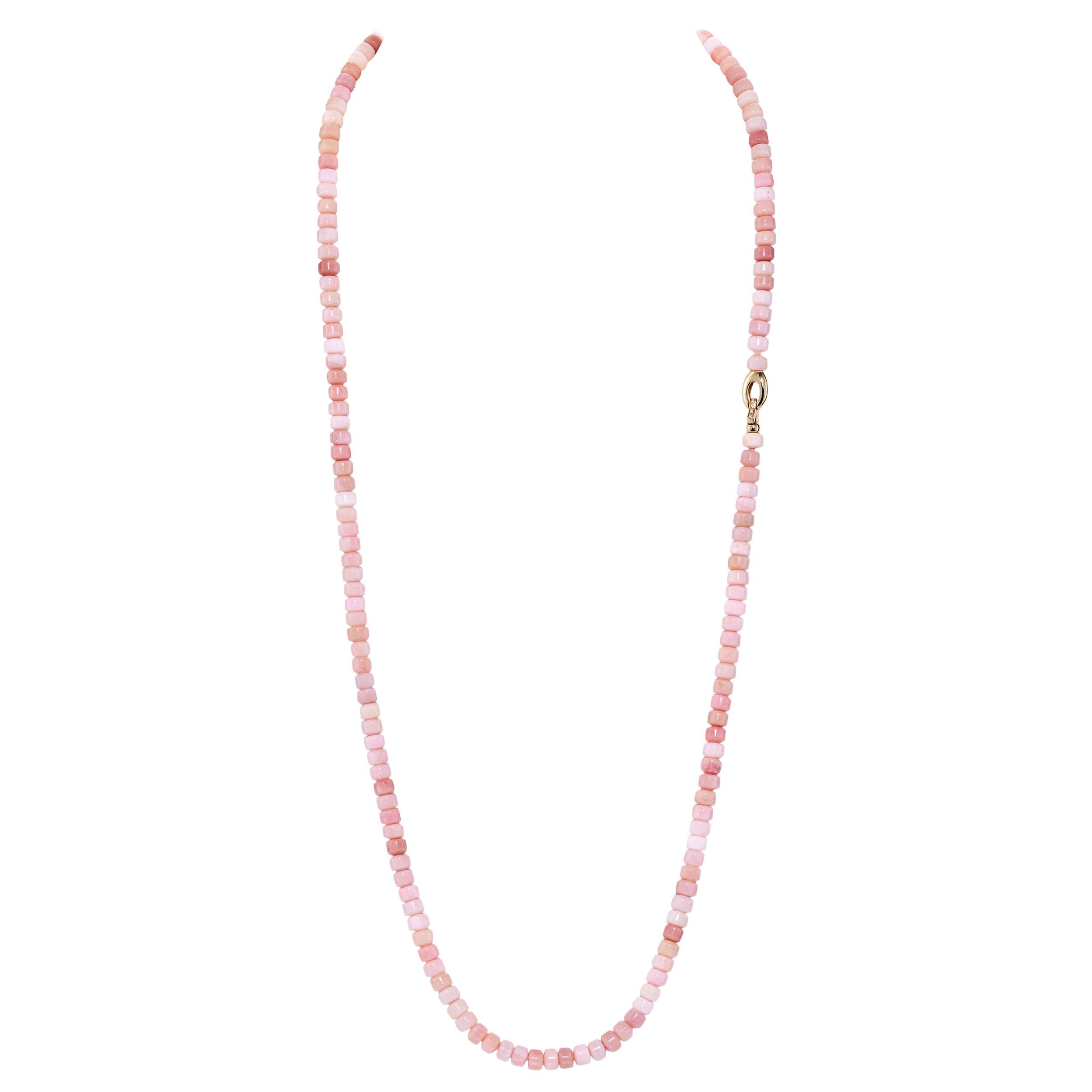 345 Carat of Pink Opal Beads with an 18 Karat Yellow Gold Clasp with Accent Dia