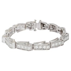 3.45 Ct Diamonds White 14K Gold Bracelet, 1940