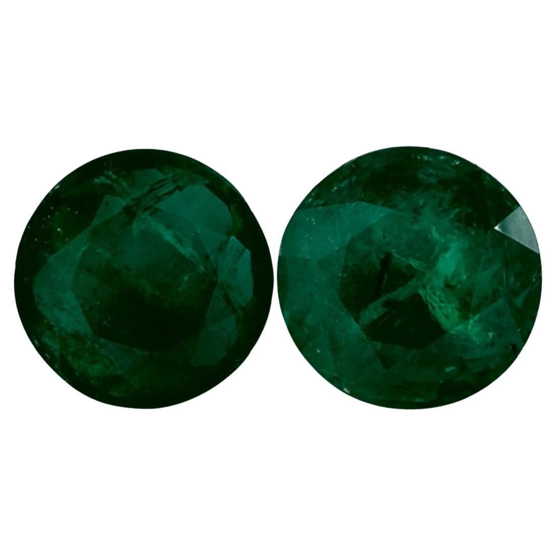 3.45 Ct Emerald Round Loose Gemstone For Sale