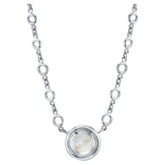 3.45 ct. Rainbow Moonstone Necklace in 18k White Gold, 19.5 Inches