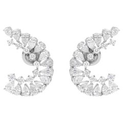 3,45 Ct. Orecchini con diamanti tondi e a pera SI/H Gioielli fatti a mano in oro bianco 14 carati