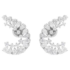 3,45 Ct. Orecchini con diamanti tondi e a pera SI/H Gioielli fatti a mano in oro bianco 18 carati