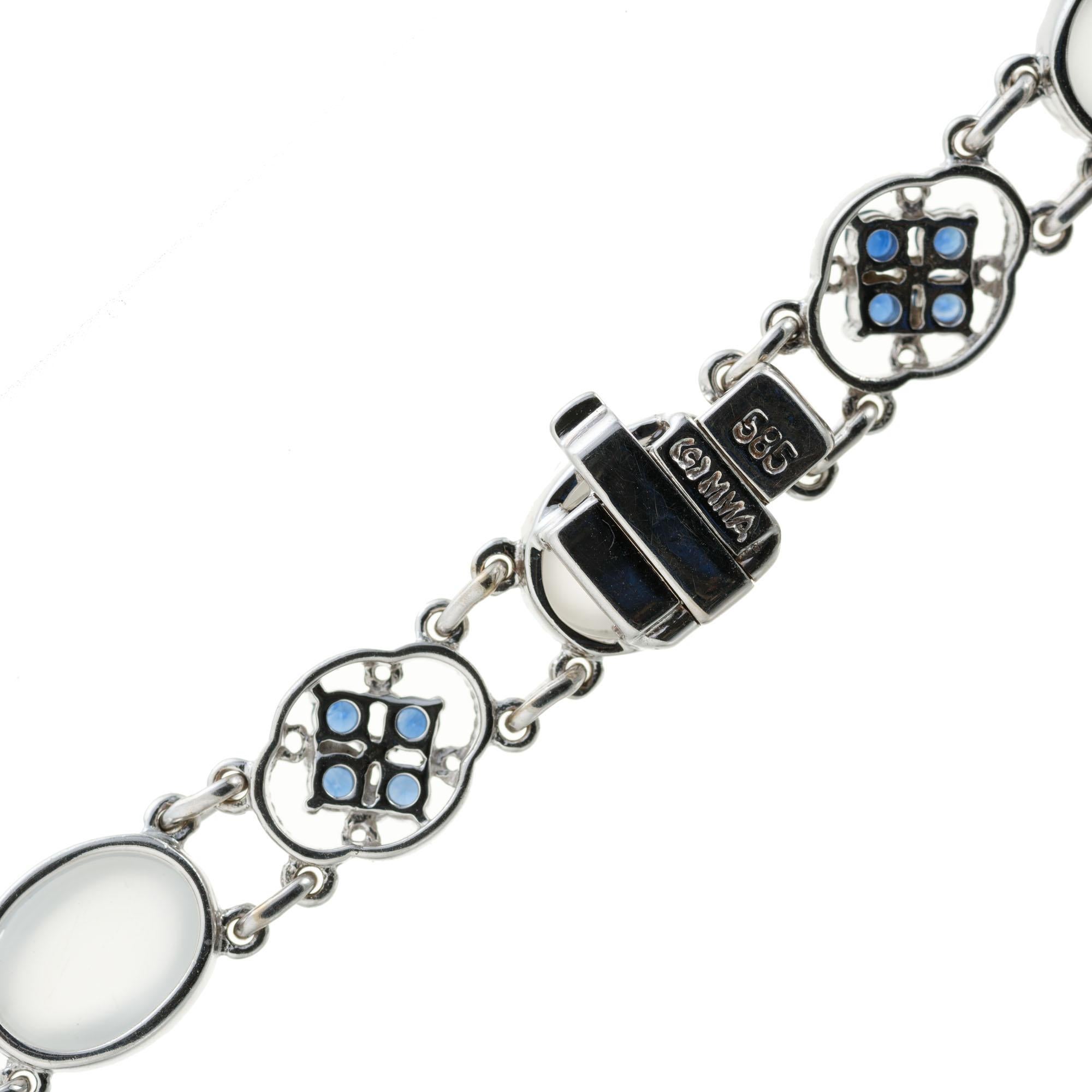 Women's 34.50 Carat Moonstone Sapphire White Gold Pendant Necklace For Sale