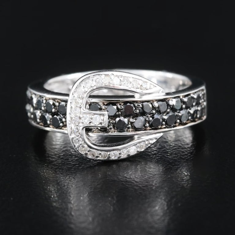 3450 / New / Effy Belt Buckle Ring / 1 Ct Diamond / 14K Gold For Sale