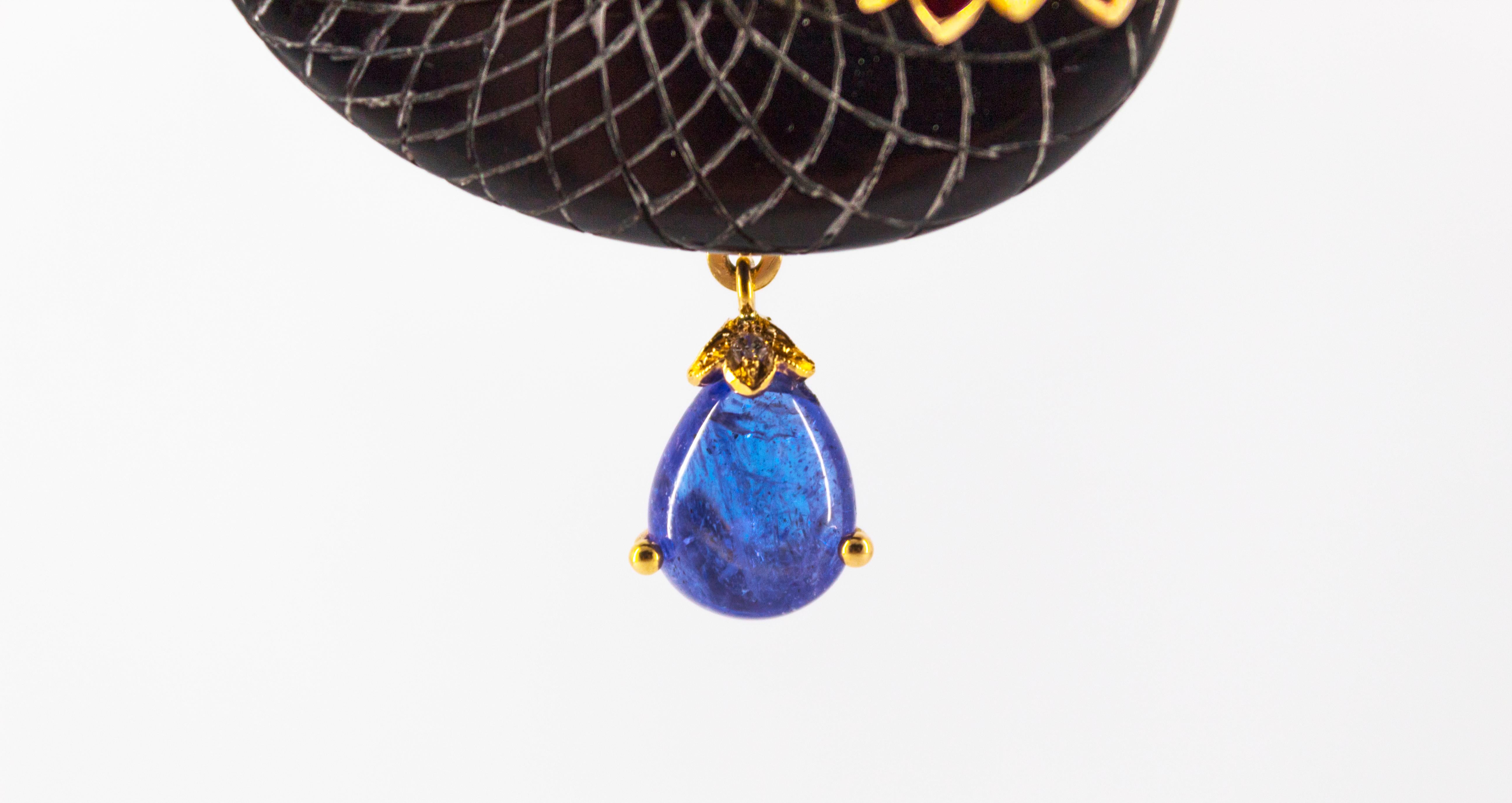 34,53 Karat Weißer Diamant Saphir Smaragd Tansanit Gelbgold Triton Halskette im Zustand „Neu“ im Angebot in Naples, IT