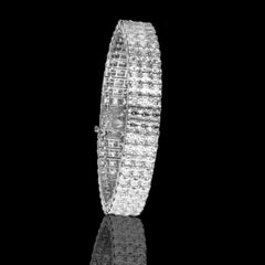 34.57 Carat Three-Row Asscher Cut Diamond Bracelet