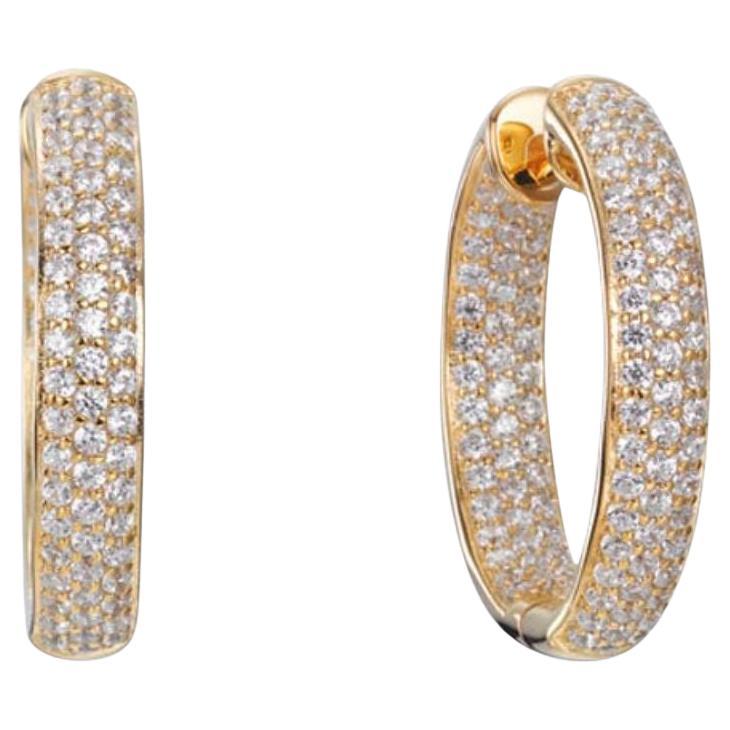 3.45Carat Mirco Set Cubic Zirconia 14Kt Yellow Gold Plated Desiger Hoop Earrings In New Condition For Sale In London, GB