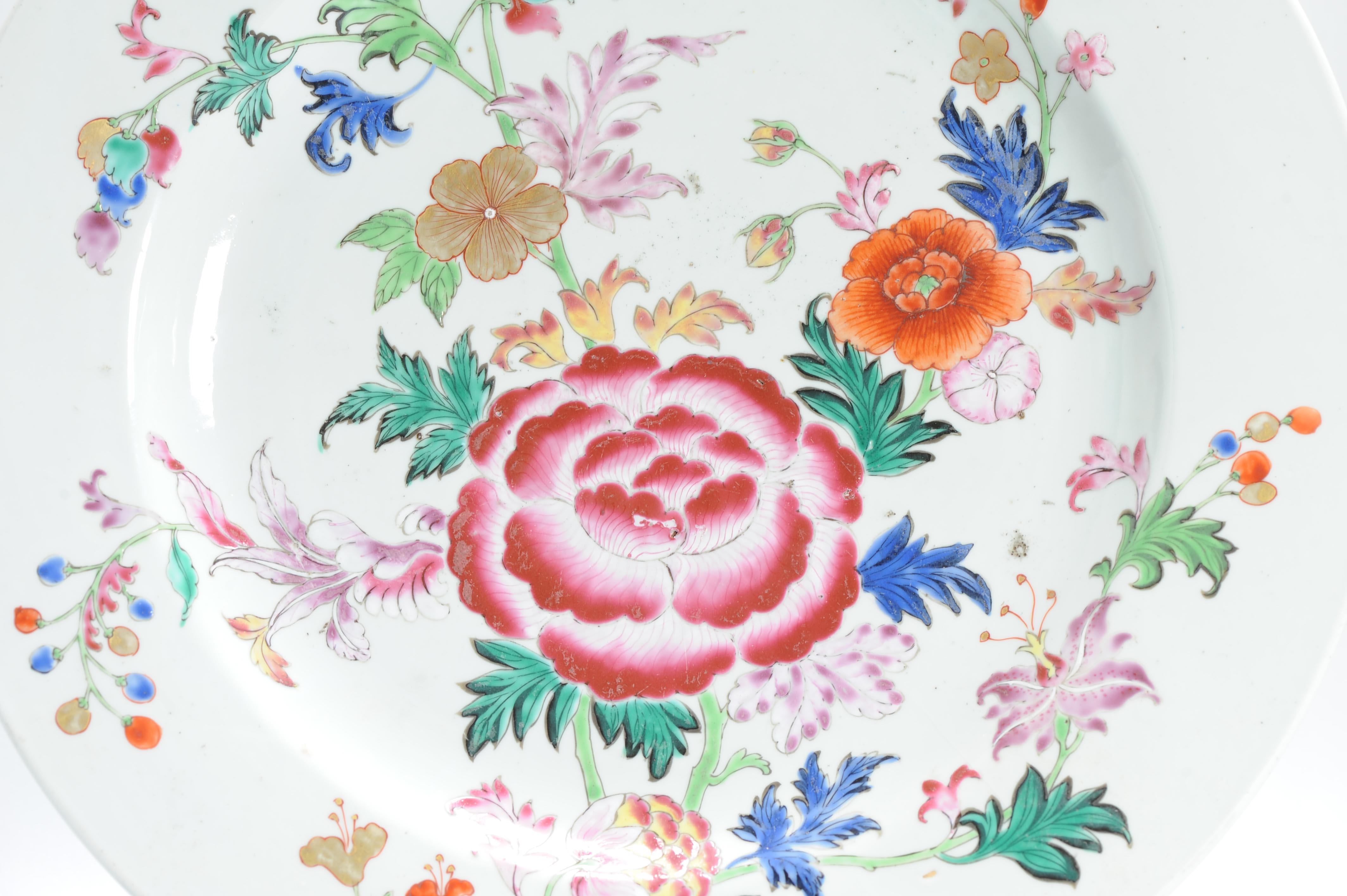 34.5CM Antique 18C Chinese Porcelain Famille Rose Qianlong Charger 12