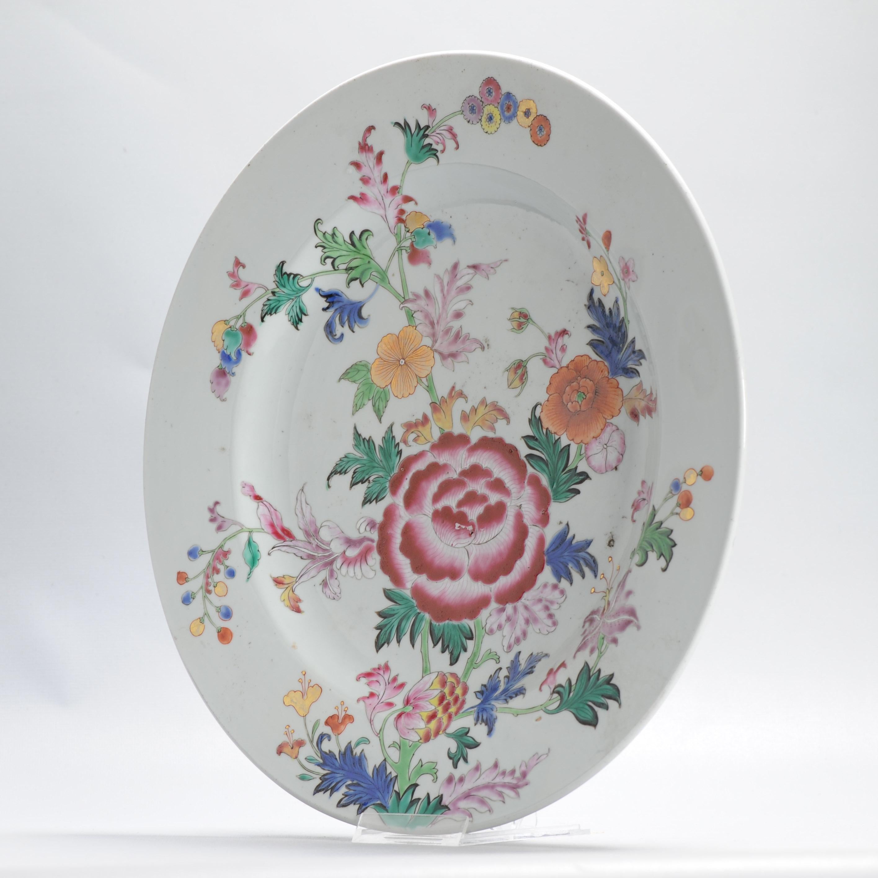 34.5CM Antique 18C Chinese Porcelain Famille Rose Qianlong Charger 1