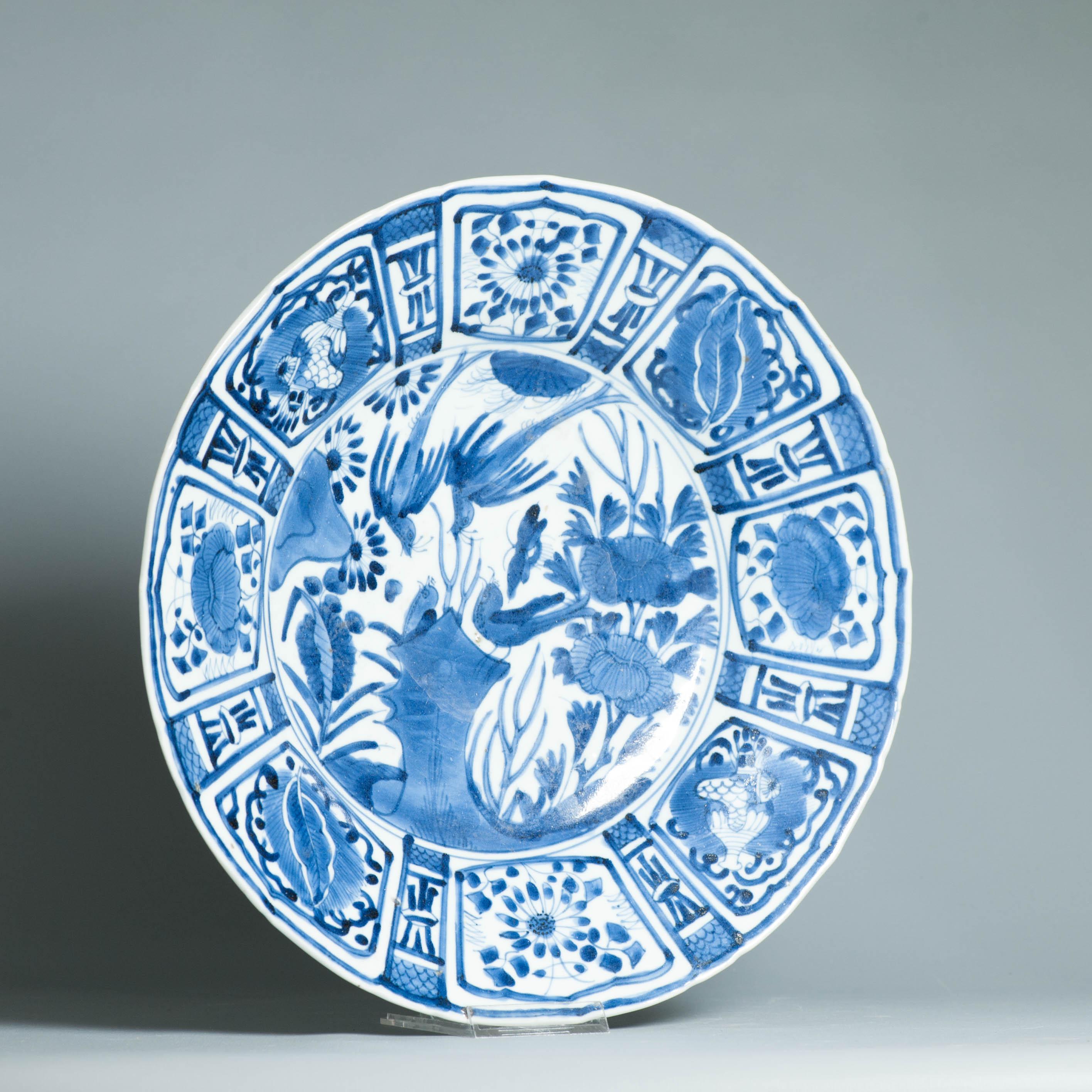 34.5CM Antique Arita Période Edo 17C Porcelaine Japonaise Plat Style Ming Ming en vente 11