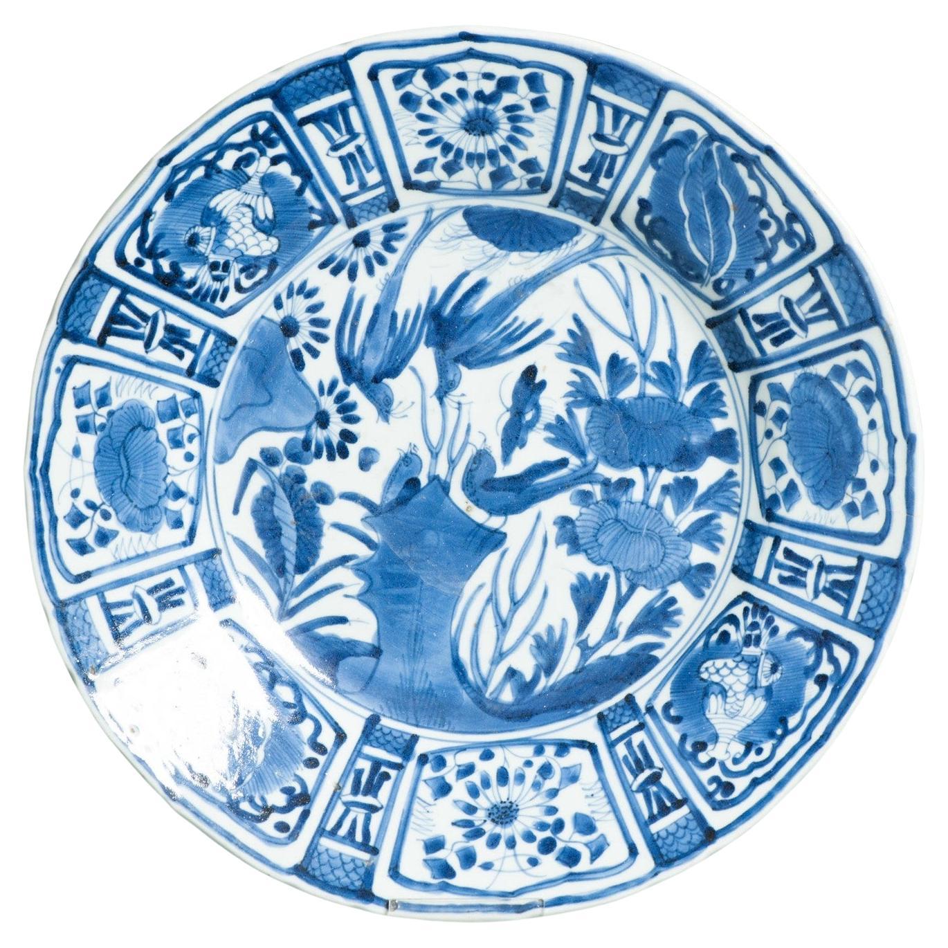 34.5CM Antique Arita Période Edo 17C Porcelaine Japonaise Plat Style Ming Ming en vente