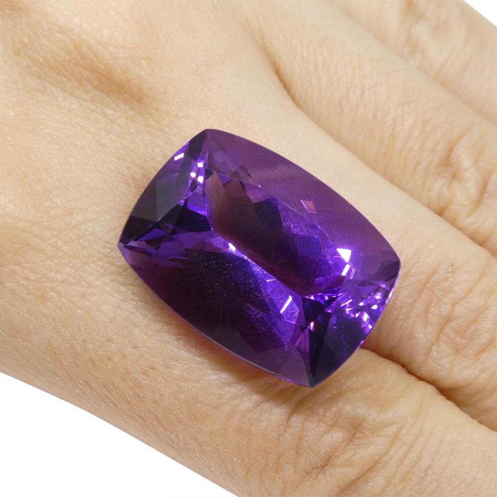 Description:

Gem Type: Amethyst
Number of Stones: 1
Weight: 34.5 cts
Measurements: 24.32 x 17.91 x 13.19 mm
Shape: Emerald Cut
Cutting Style:
Cutting Style Crown: Step Cut
Cutting Style Pavilion: Step Cut
Transparency: Transparent
Clarity: Very