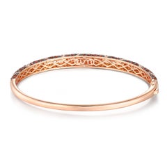 3.45ct Natural Garnet Statement Bangle with Diamond Crisscross Accents In 14k