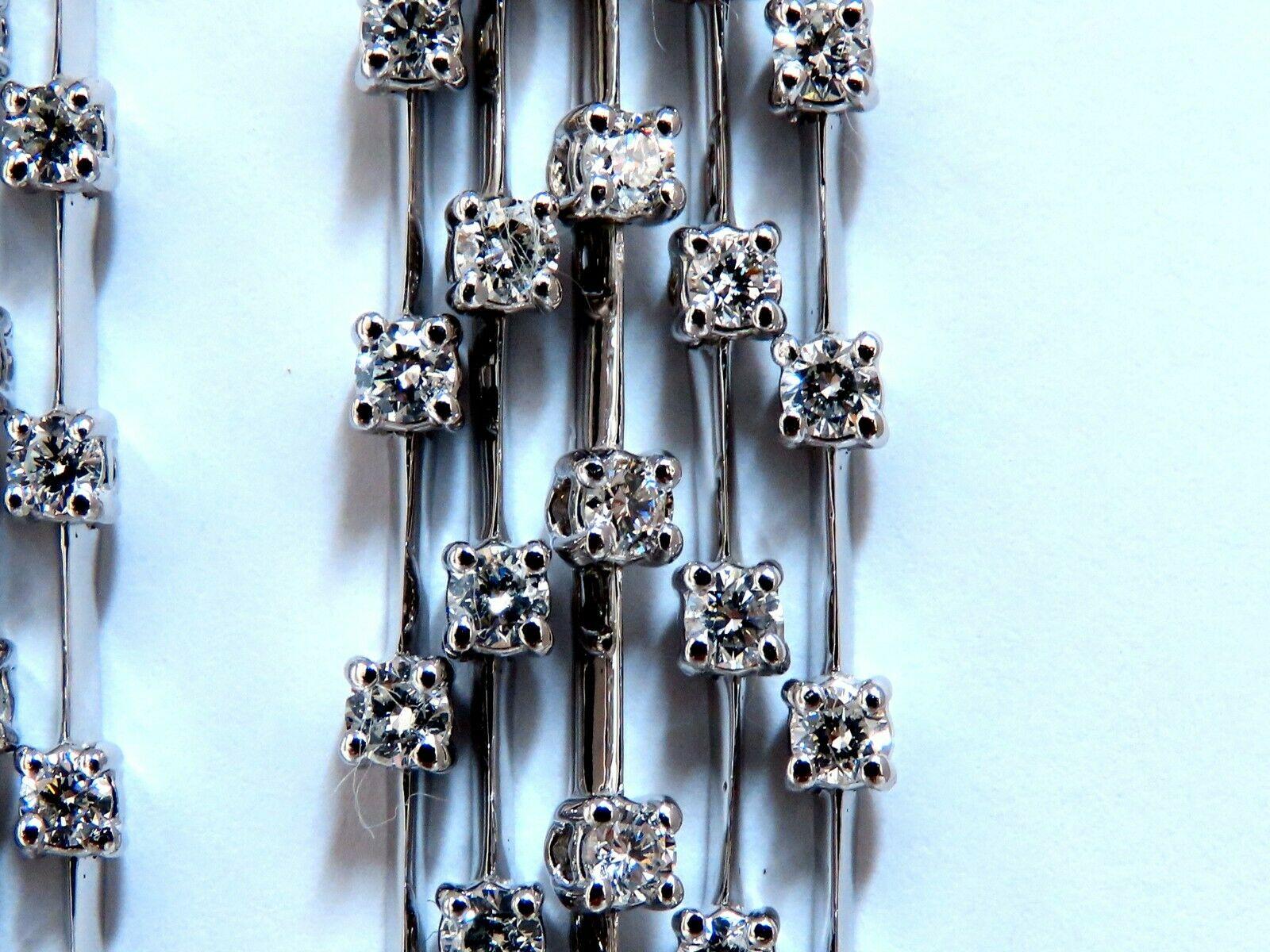 3.45 Carat Natural Round Diamonds Cascading Five-Tier Dangle Earrings 14 Karat 1