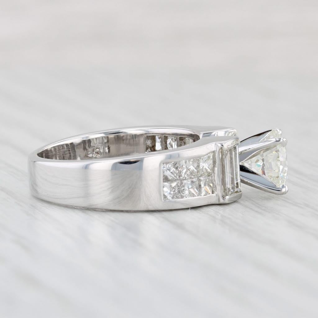 3.45ctw Round Diamond Engagement Ring 18k White Gold Size 8.25 GIA For Sale 1