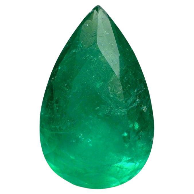 Esmeralda colombiana verde hierba de 3,46 quilates 13x8 - Lágrima talla pera Nacimiento de Mayo