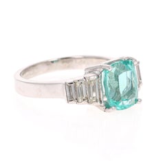 3.46 Carat Apatite Diamond 14 Karat White Gold Cocktail Ring