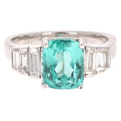 3.46 Carat Apatite Diamond 14 Karat White Gold Cocktail Ring