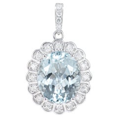 Sunita Nahata Aigue-marine 3.46ct. Pendentif en 18KWG avec diamant.