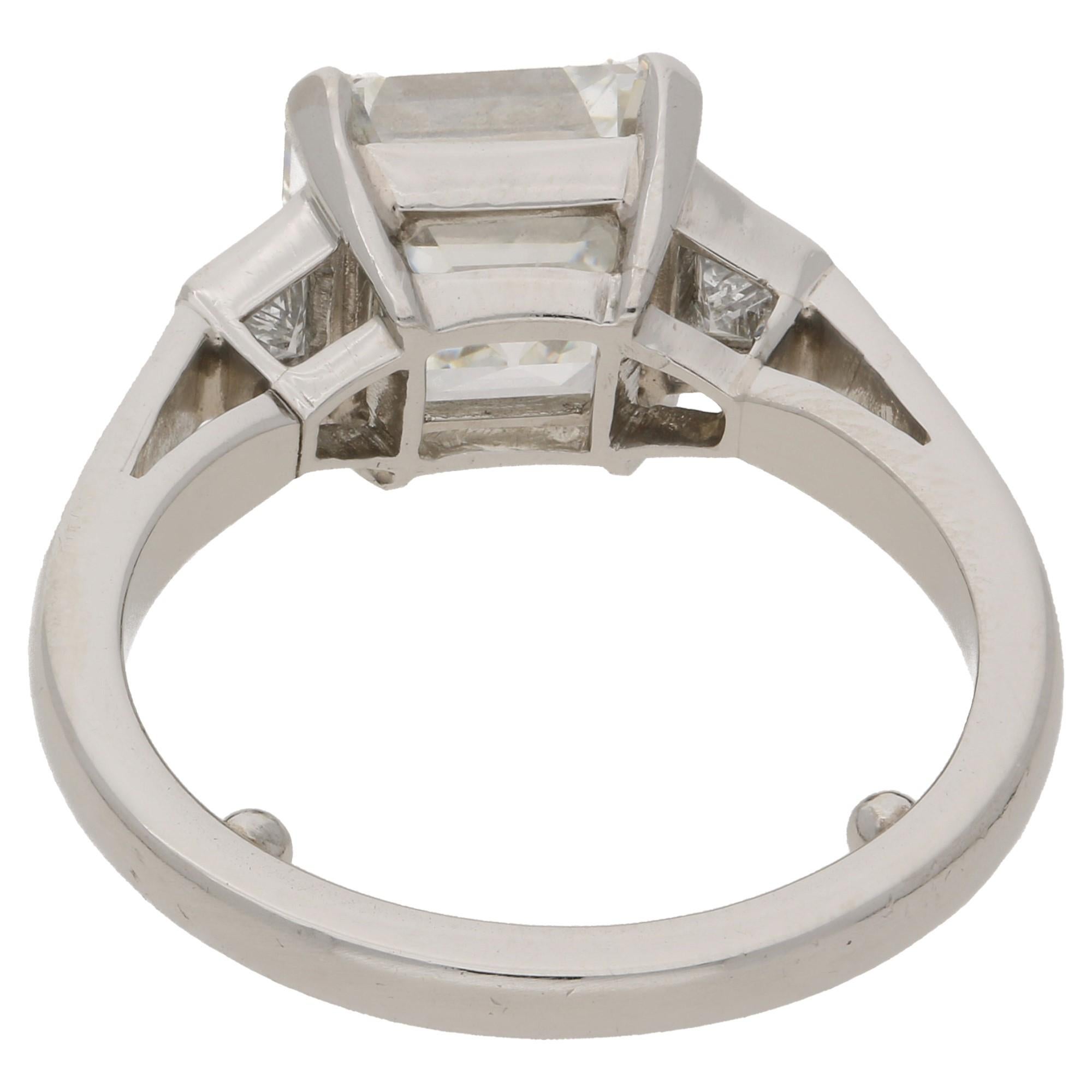 Women's or Men's Asscher Cut Diamond Engagement Ring Set in Platinum 