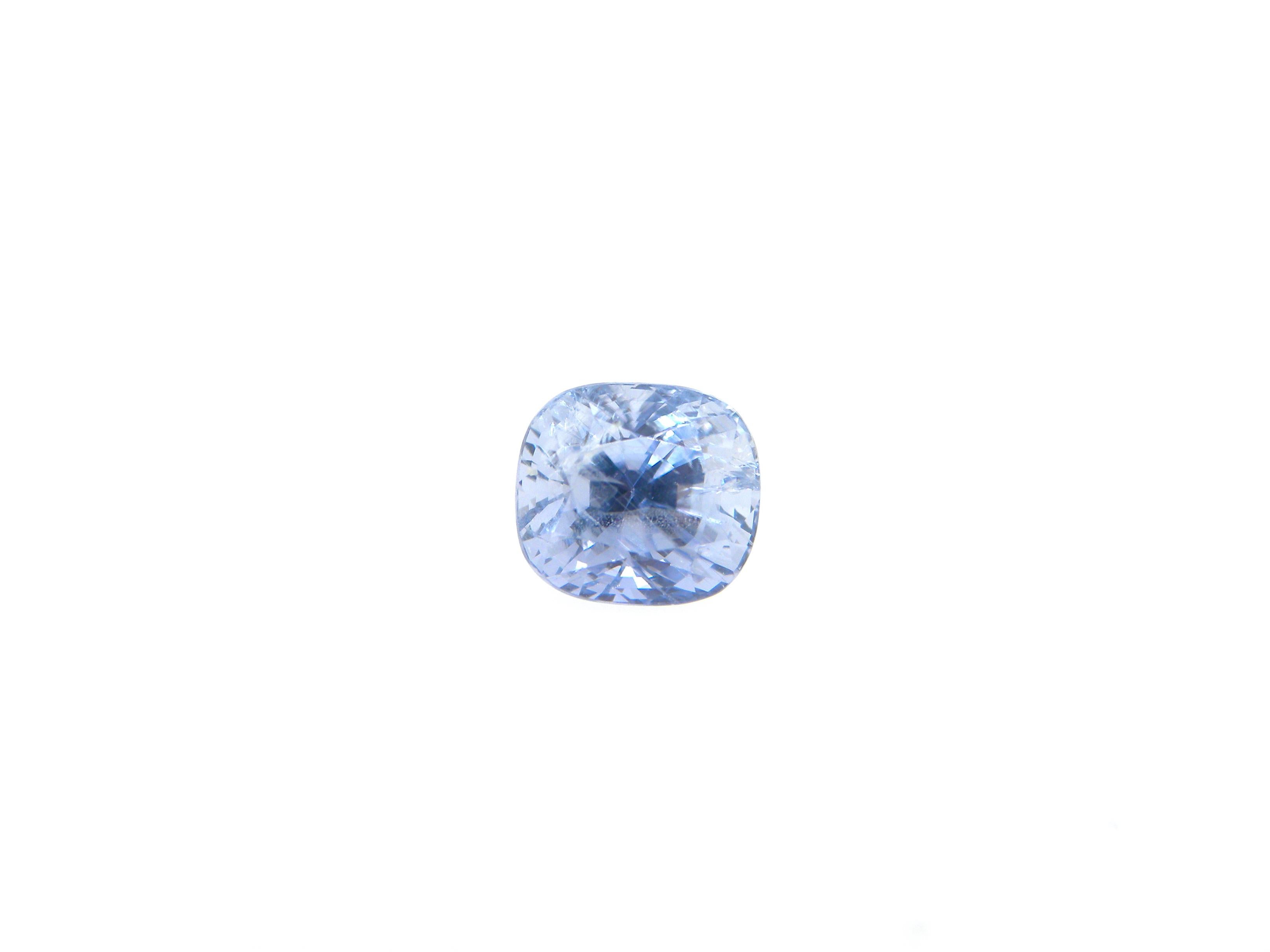 3.46 Carat GIA Certified Cushion-Cut Burma No Heat Blue Sapphire:

A gorgeous gem, it is a 3.46 carat unheated Burmese blue sapphire. Hailing from the historic Mogok mines in Burma as certified by GIA Lab, the sapphire possesses a soothing blue