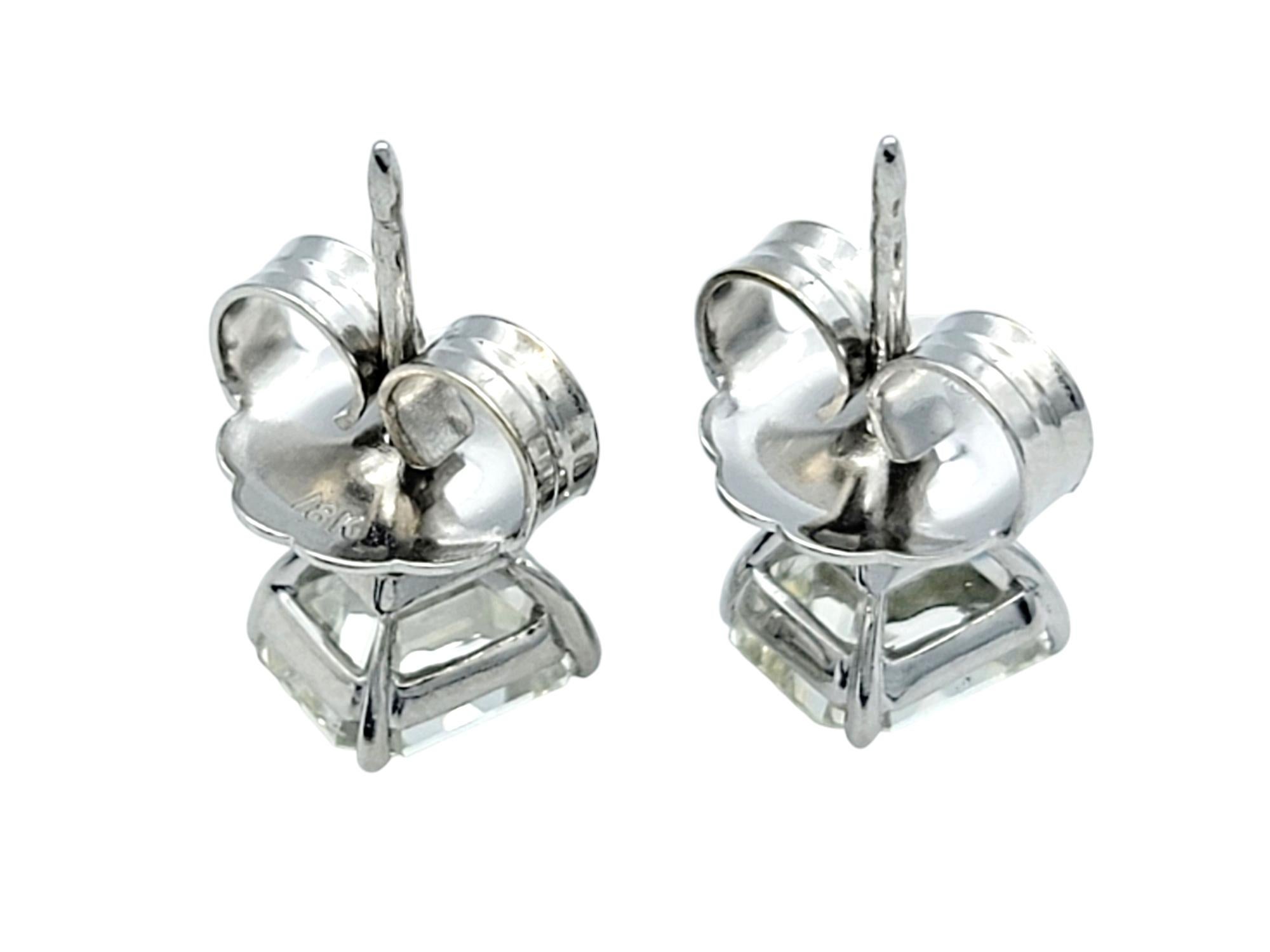 3.46 Carat Emerald Cut Natural Diamond Stud Earrings in 18 Karat White Gold In Good Condition For Sale In Scottsdale, AZ