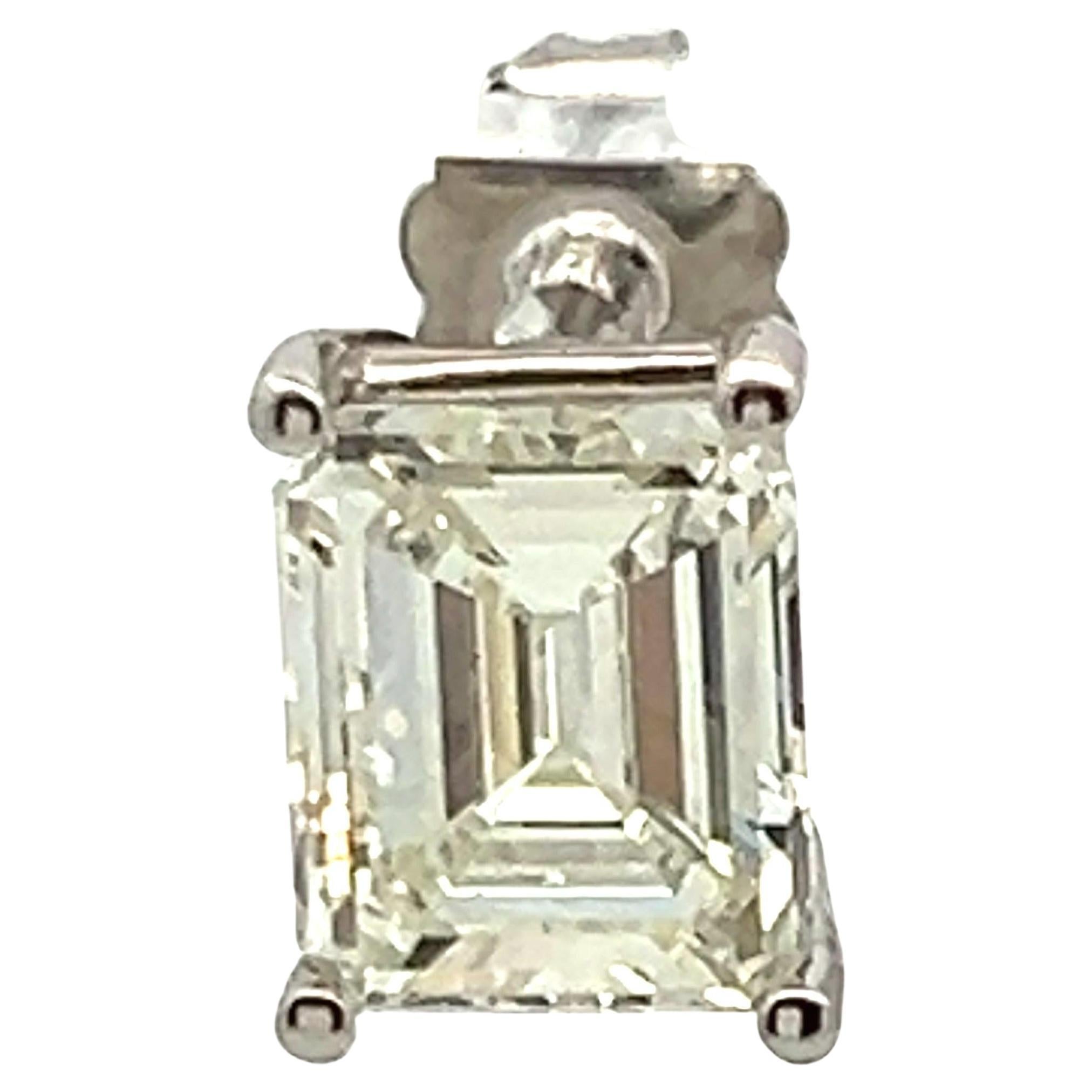 3.46 Carat Emerald Cut K VS1 Diamond 14 Karat White Gold Stud Earrings For Sale