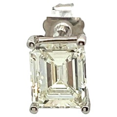 3.46 Carat Emerald Cut K VS1 Diamond 14 Karat White Gold Stud Earrings