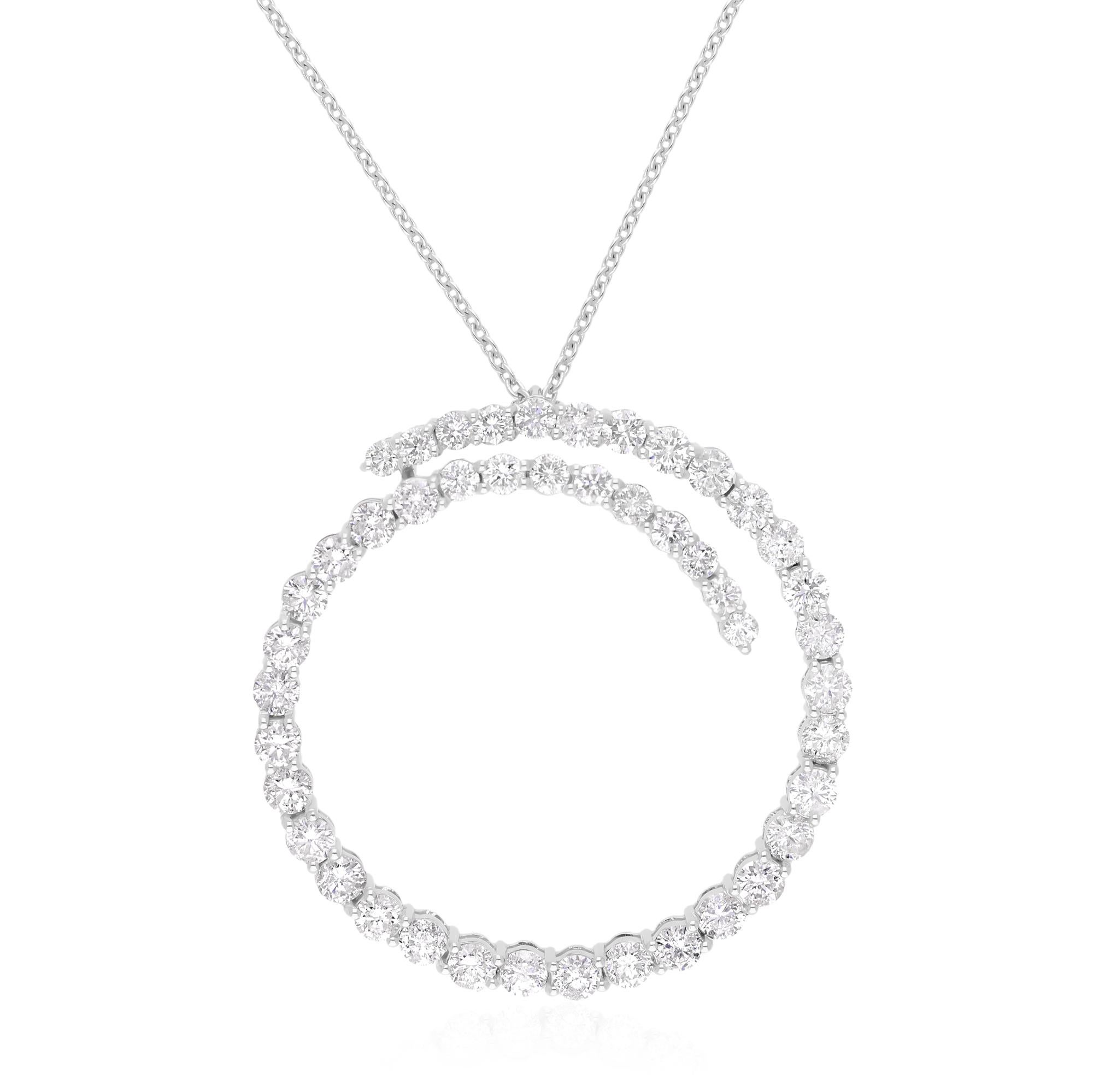3,46 Karat abgestufter Diamant Kreis Anhänger Kette Halskette 14 Karat Weißgold (Moderne) im Angebot