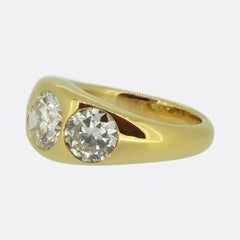 3.46 Carat Old Cut Diamond Three-Stone Ring