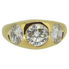 3.46 Carat Old Cut Diamond Three-Stone Ring