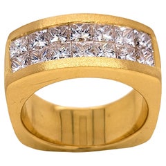 3.46 Carat Princess Cut Diamond 18 Karat Gents Ring