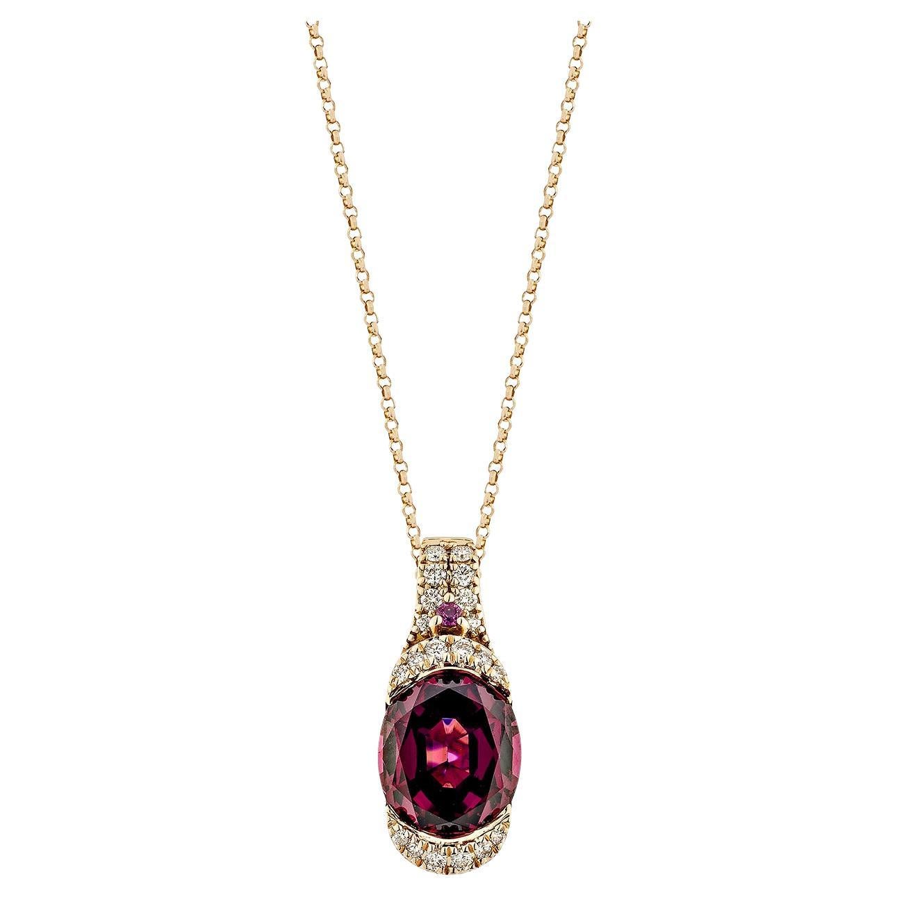 Sunita Nahata Rodolite 3.46ct. Ciondolo in 18KRG con diamante bianco.