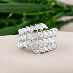 Bague en or blanc 18 carats avec diamant poire de 3,46 carats de pureté SI de couleur hi-colore