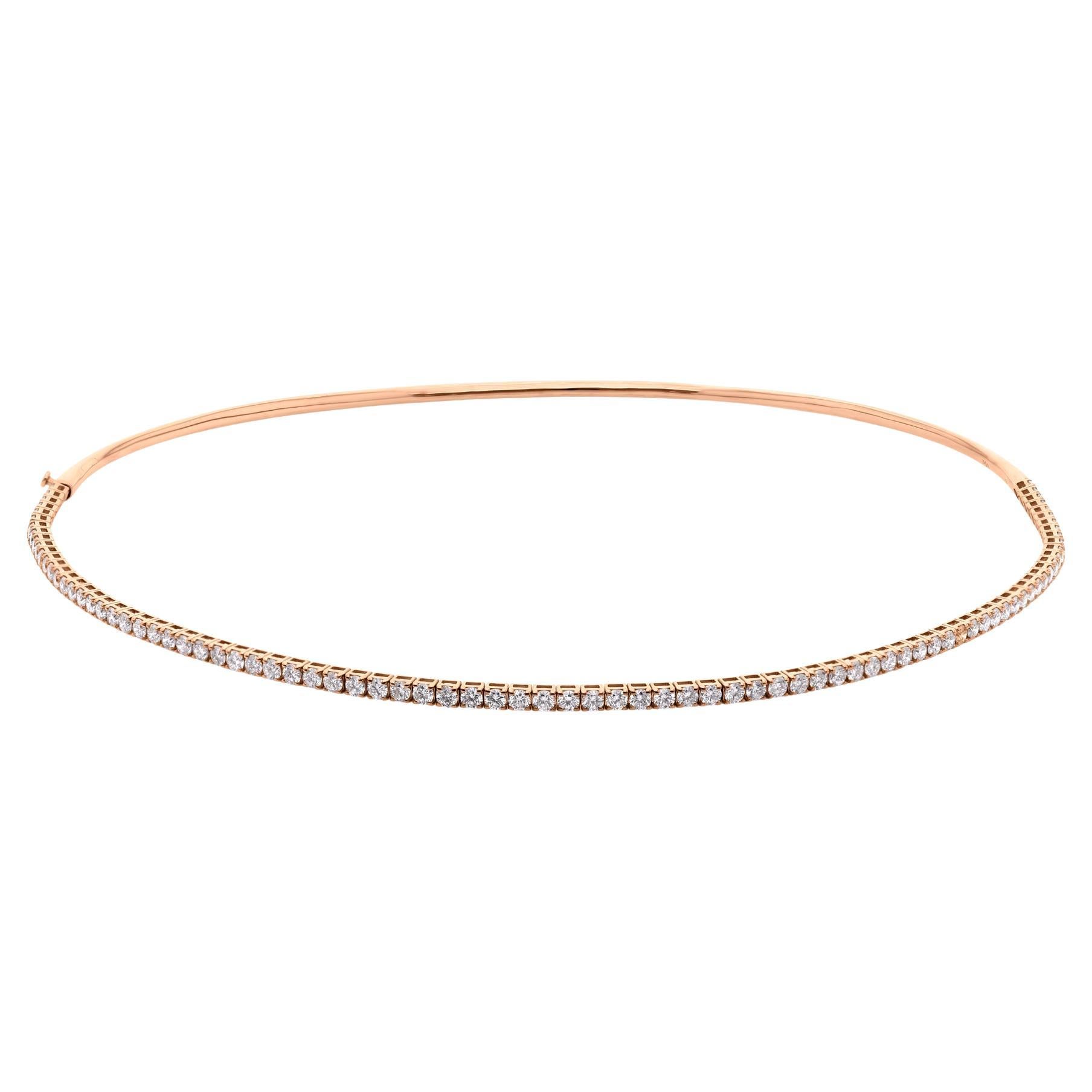 3,46 Karat SI/H Diamanten Schlankes Halsband 18 Karat Rose Gold im Angebot
