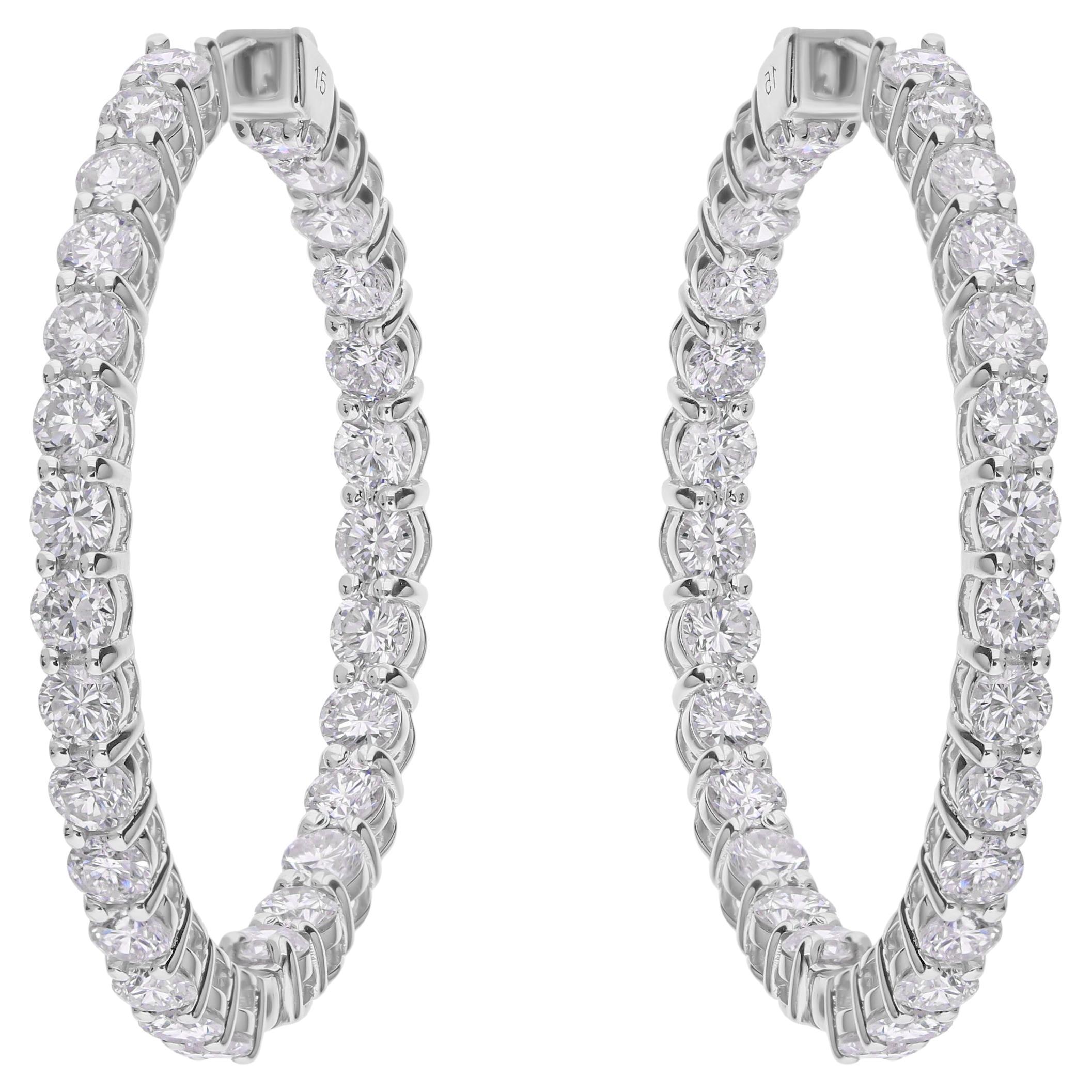 3.46 Carat SI/H Round Brilliant Cut Diamond Hoop Earrings 18 Karat White Gold en vente