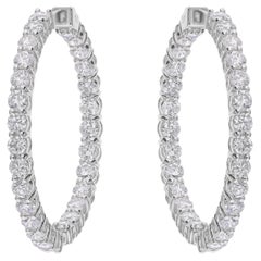 3,46 Karat SI/H Diamant-Creolen aus 18 Karat Weißgold mit rundem Brillantschliff