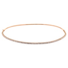 3.46 Carat SI/H Round Cut Diamond Sleek Choker Necklace 18 Karat Rose Gold