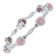 3.46 Carat Total Weight Pink and White Diamond Bracelet