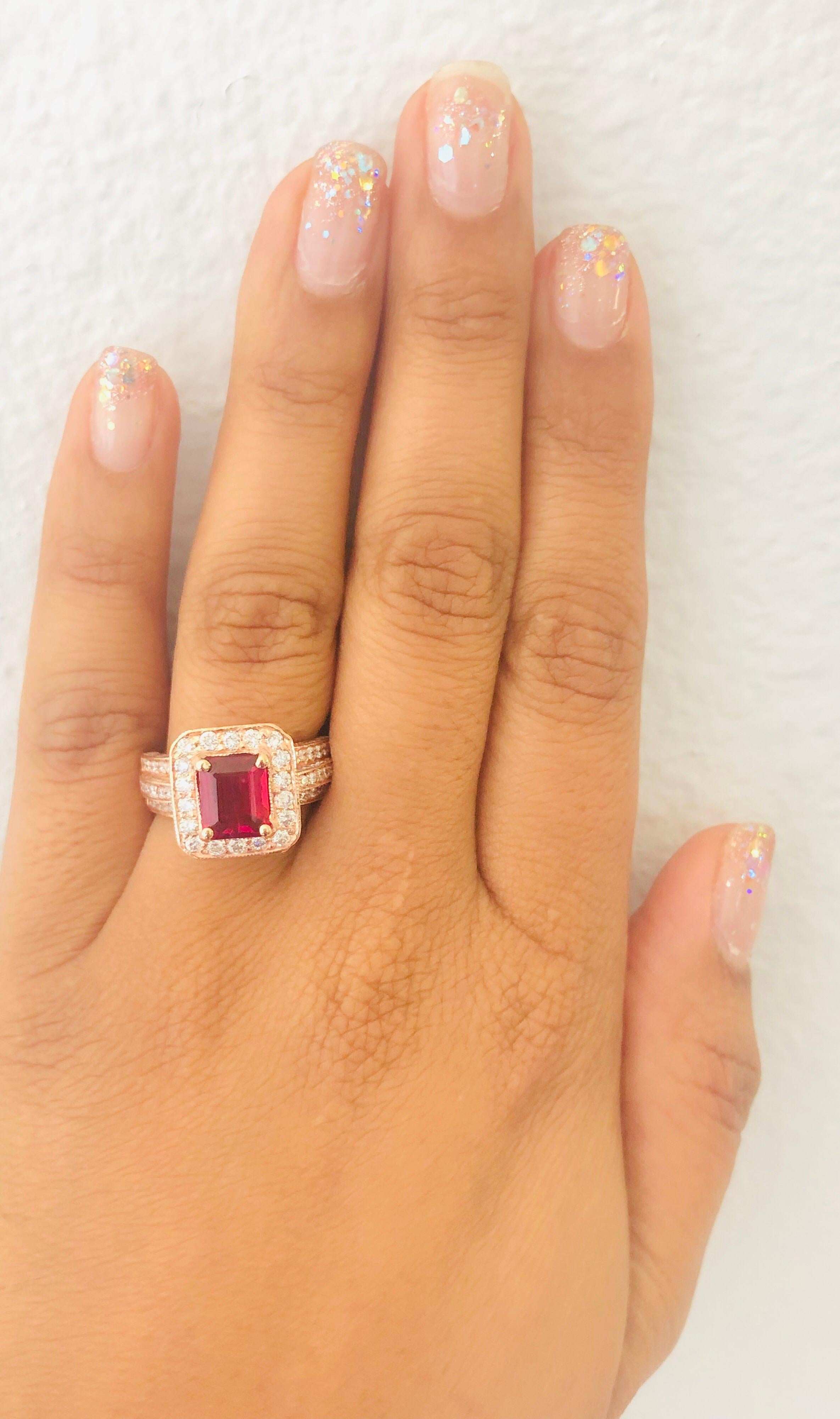 3.46 Carat Tourmaline Diamond 14 Karat Rose Gold Ring In New Condition In Los Angeles, CA