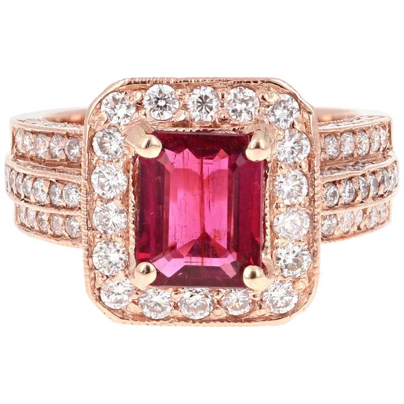 3.46 Carat Tourmaline Diamond 14 Karat Rose Gold Ring For Sale at 1stDibs