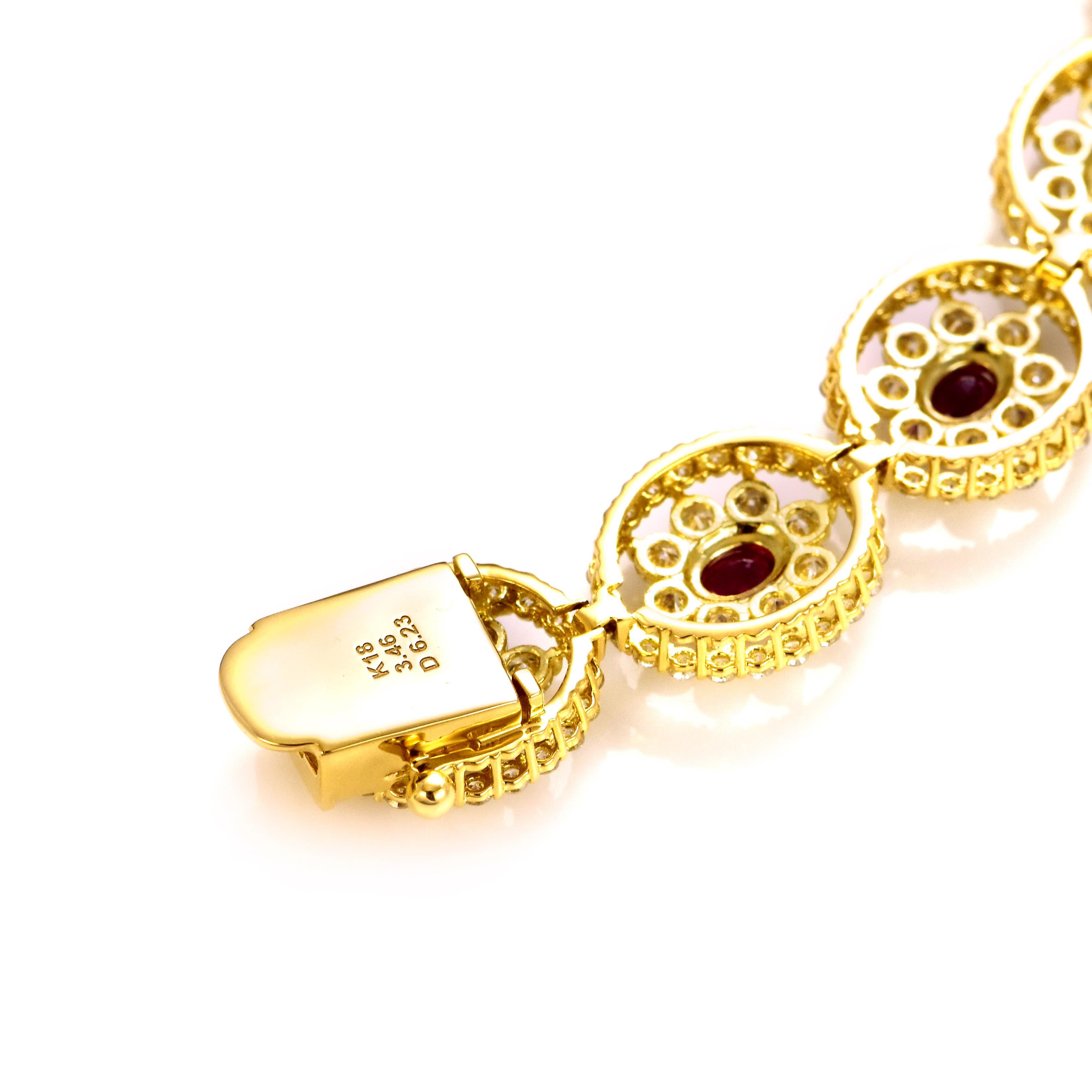 Bracciale di rubini color sangue di piccione da 3,46 carati, non riscaldati, in oro 18 carati In condizioni Nuovo in vendita a Tokyo, JP