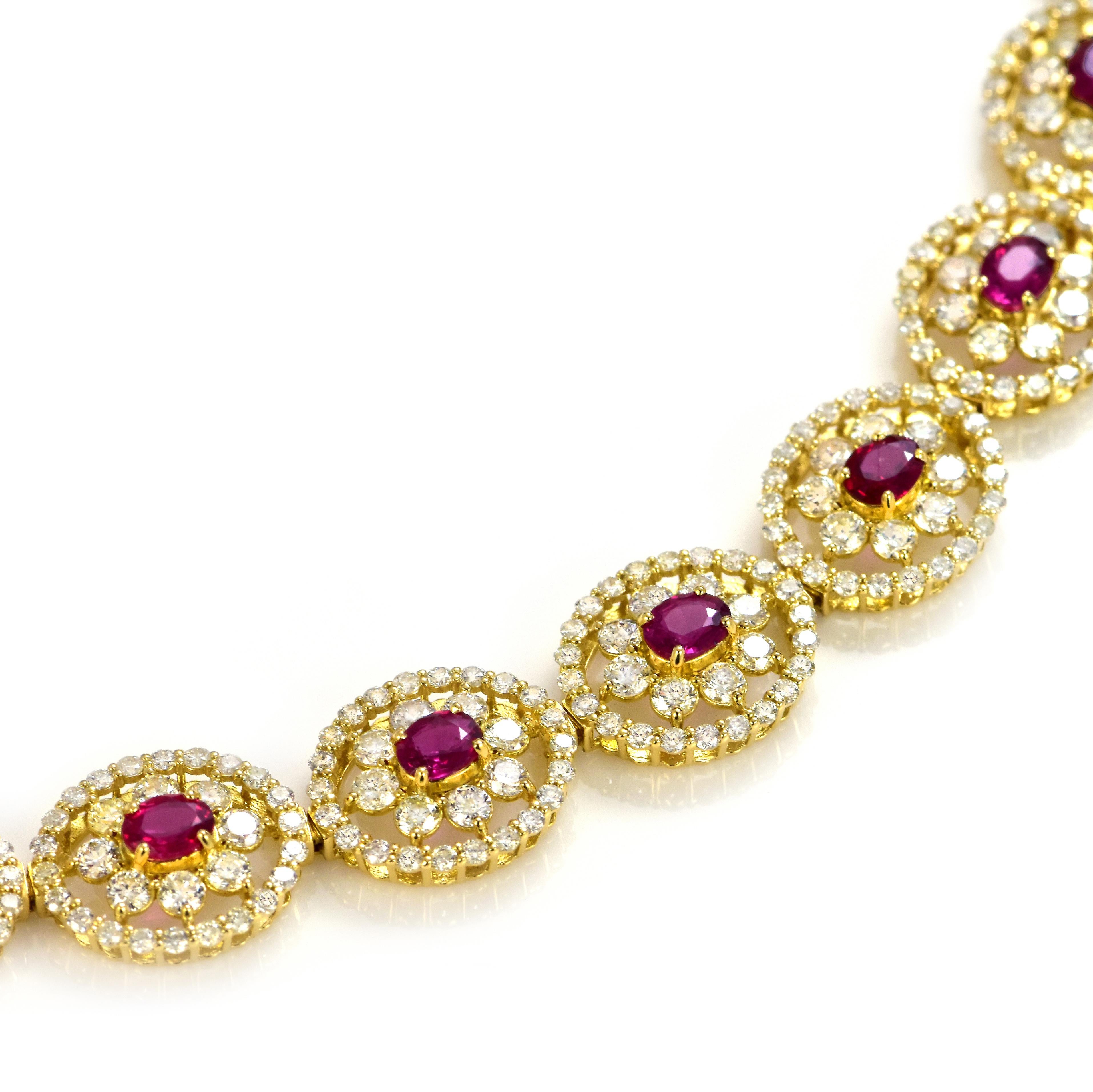 Bracciale di rubini color sangue di piccione da 3,46 carati, non riscaldati, in oro 18 carati in vendita 1