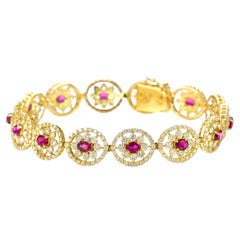 Bracelet en or 18 carats, non chauffé, en rubis de couleur sang de pigeon de 3,46 carats