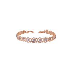 8.08 Carats Blue Sapphire Rose Cuts & Diamonds Chain Bracelet
