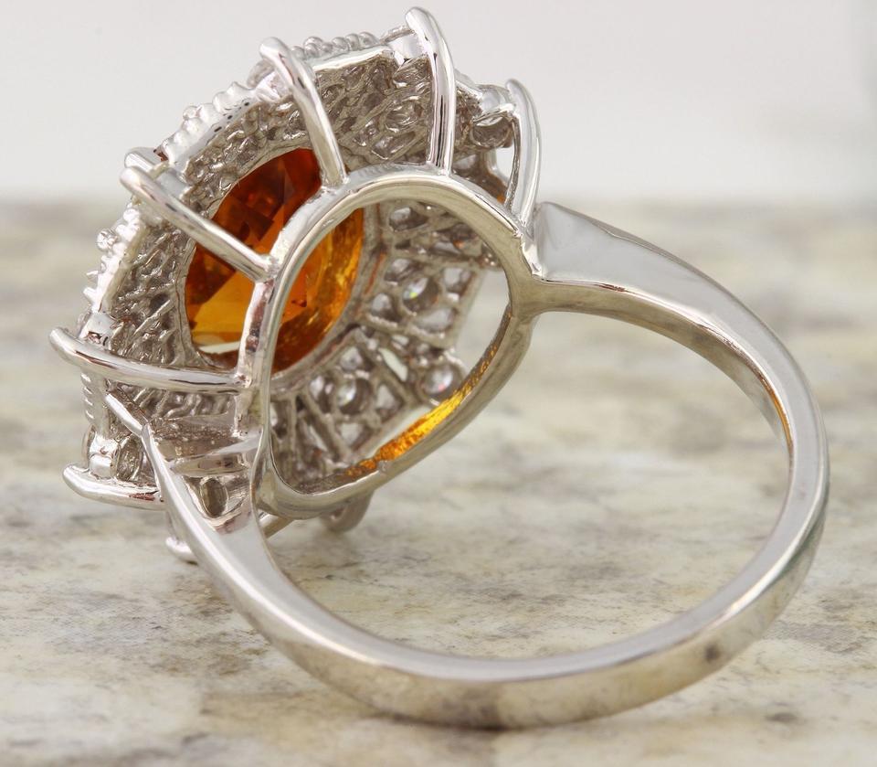 3,46 qt Exquisito anillo de oro blanco macizo de 14 quilates con citrino natural de Madeira y diamantes en Nuevo estado para la venta en Los Angeles, CA