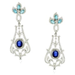 3.46 cts of Blue Sapphire European Earrings