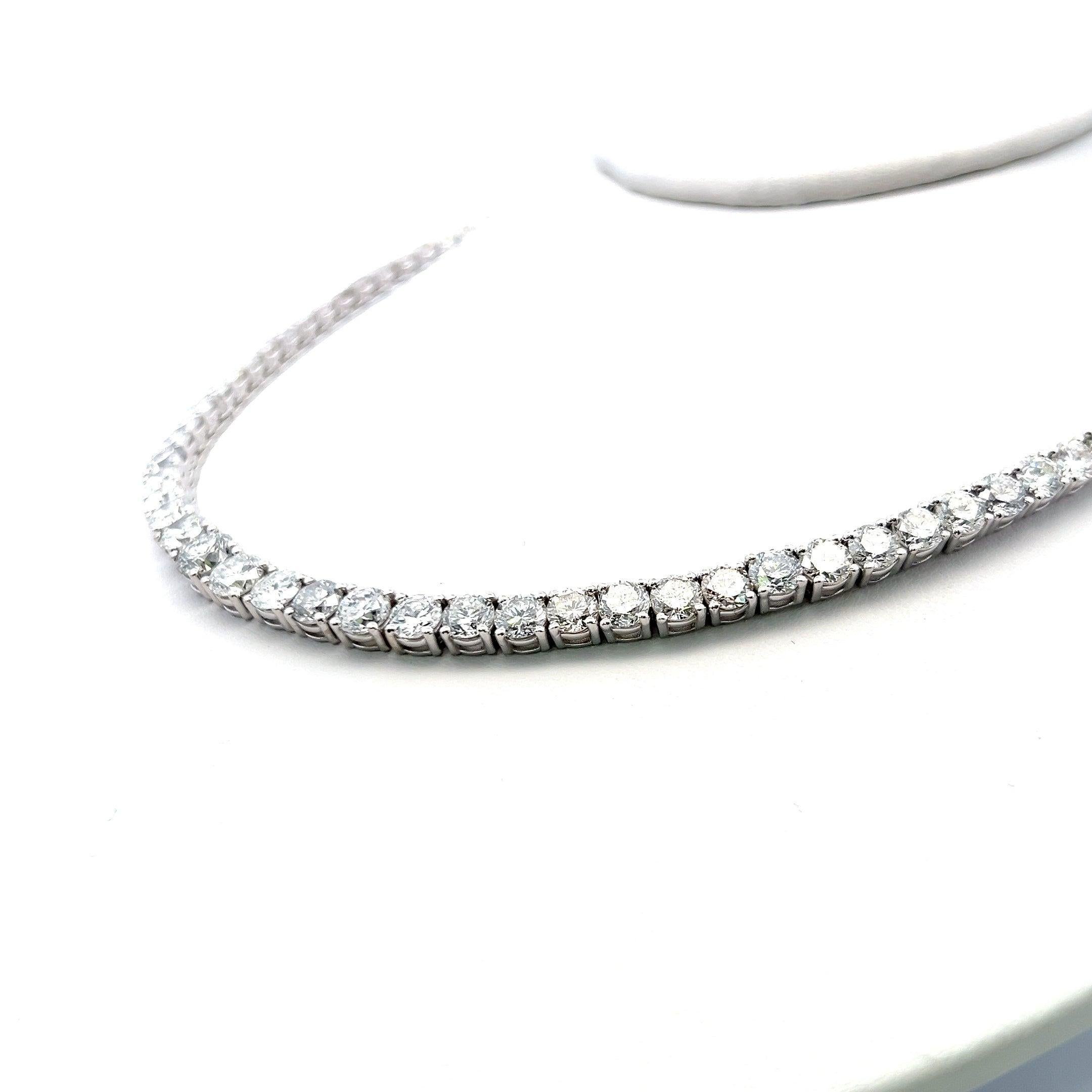 Collier Riviera en or blanc 18 carats avec diamants ronds brillants G VS1 de 34,62 carats Pour femmes en vente