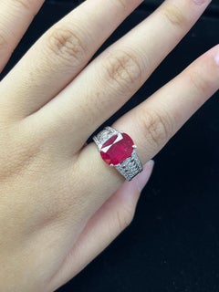 3.464 Carat Mozambique Ruby Ring with made in PT900