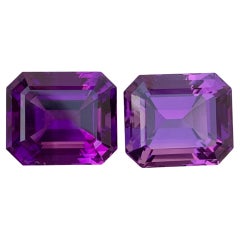 34.65 Carat Natural Loose Dark Purple Amethyst Pair Emerald Shape Gemstone
